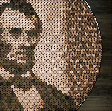 Abe Lincoln Penny Portrait Table